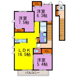 シャトー・デ・バレ福崎の物件間取画像